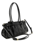 Glossy Calfskin Triangle Medium Bonnie Shoulder Bag Black