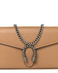 Dollar Calfskin Crystal Mini Dionysus Chain Wallet Natural Tan Black Diamond