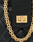 Aged Calfskin Quilted Reissue Phone Holder With Chain Bag Black