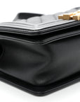 Calfskin Quilted Small Boy Flap Black