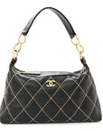 Calfskin Wild Stitch Hobo Black
