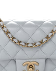 Lambskin Quilted Extra Mini Rectangular Flap Light Blue