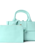 Grained Calfskin Maxi Intrecciato Mini Arco Tote Pale Blue