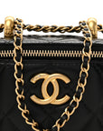 Calfskin Quilted Mini Perfect Fit Vanity Case With Chain Black