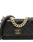 Lambskin Quilted CHNL 19 Wallet On Chain WOC Black