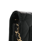 Caviar Quilted Wallet on Chain WOC Black