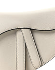 Grained Calfskin Mini Saddle Bag White