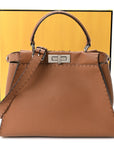 Cuoio Romano Selleria Bi-Color Medium Peekaboo Iconic Satchel Mou Deserto