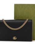 Dollar Calfskin Mini GG Marmont Chain Wallet Black