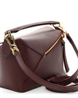 Calfskin Small Puzzle Edge Bag Burgundy