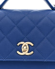Caviar Quilted Small Business Affinity Flap Dark Blue