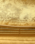 Metallic Satin Lambskin Intrecciato Long Andiamo Top Handle Clutch Gold