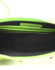 Extra Supple Calfskin Crocodile Embossed Le Cagole Mini Purse With Chain Acid Green