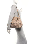 Snakeskin Embossed Calfskin Quilted Studded Beige