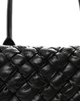 Calfskin Intreccio Rumple Desiree Shoulder Bag Black