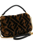 Shearling Vitello Dolce Macro FF 1974 Mini Baguette Tobacco Black