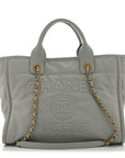 Calfskin Embossed Small Deauville Tote Light Blue