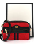 Suede Patent Web Mini Ophidia Shoulder Bag Hibiscus Red Black