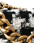 Tweed Quilted Large CHNL 19 Flap Black Ecru White