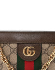 GG Supreme Monogram Web Small Ophidia Chain Shoulder Bag Brown