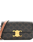 Canvas Calfskin Triomphe Shoulder Bag Tan