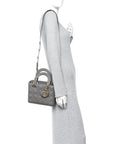 Lambskin Cannage Small Lucky Badges My Lady D1OR Grey