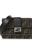 Recycled Fabric Jacquard Vitello Grace FF 1974 Baguette Belt Pouch Tobacco Moro Black