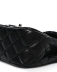 Lambskin Quilted Beaded Extra Mini Rectangular Flap Black