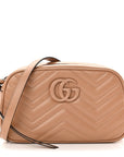 Calfskin Matelasse Monochrome Small GG Marmont Chain Shoulder Bag Camelia