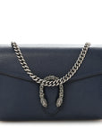 Dollar Calfskin Crystal Mini Dionysus Chain Wallet Blue Agata Black Diamond