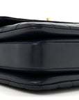 Lambskin Chevron Quilted Small Trendy CC Flap Dual Handle Bag Navy