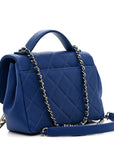 Caviar Quilted Small Business Affinity Flap Dark Blue