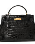 Shiny Alligator Kelly Sellier 32 Black