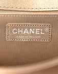 Metallic Calfskin Quilted Medium Boy Flap Taupe