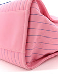 Canvas Calfskin Striped Large Deauville Tote Pink Blue