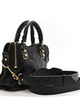 Chevre Gold Metallic Edge Hardware Mini City Black
