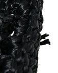 Yarn Raffia Effect Crochet Logo Embroidered Tote Bag Black