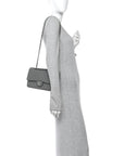 Caviar Quilted Medium Double Flap Grey