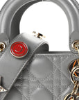Lambskin Cannage Small My Lucky Badges My Lady D1OR Grey