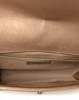 Metallic Calfskin Quilted Medium Boy Flap Taupe