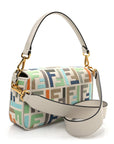 Canvas Vitello Seta FF Multicolor Embroidered Baguette Grezzo Multicolor Latte