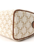 Triomphe Canvas Calfskin Small Boston Bag White