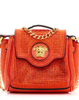 Suede Crystal Studded Micro La Medusa Bag Orange