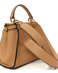 Vitello Seta Canvas FF Embroidered Mini Peekaboo Iconic Satchel Miele Scuro Poudre