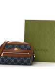New Denim GG Monogram Dollar Calfskin Mini Ophidia Shoulder Bag Blue Tea Cuir Epilog