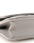 Caviar Quilted Studded CC Wallet On Chain WOC Grey