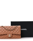 Lambskin Quilted Medium Double Flap Brown