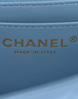 Lambskin Quilted Mini Rectangular Flap Light Blue