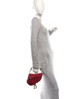 Grained Calfskin Mini Saddle Bag Red