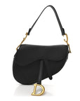 Grained Calfskin Saddle Bag Black